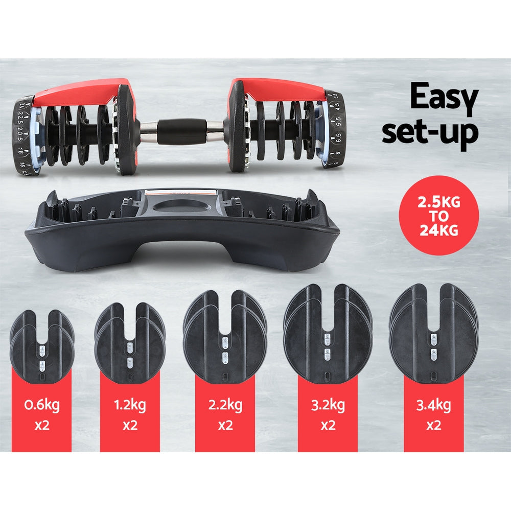 24kg Adjustable Dumbbell Dumbbells Weight Plates