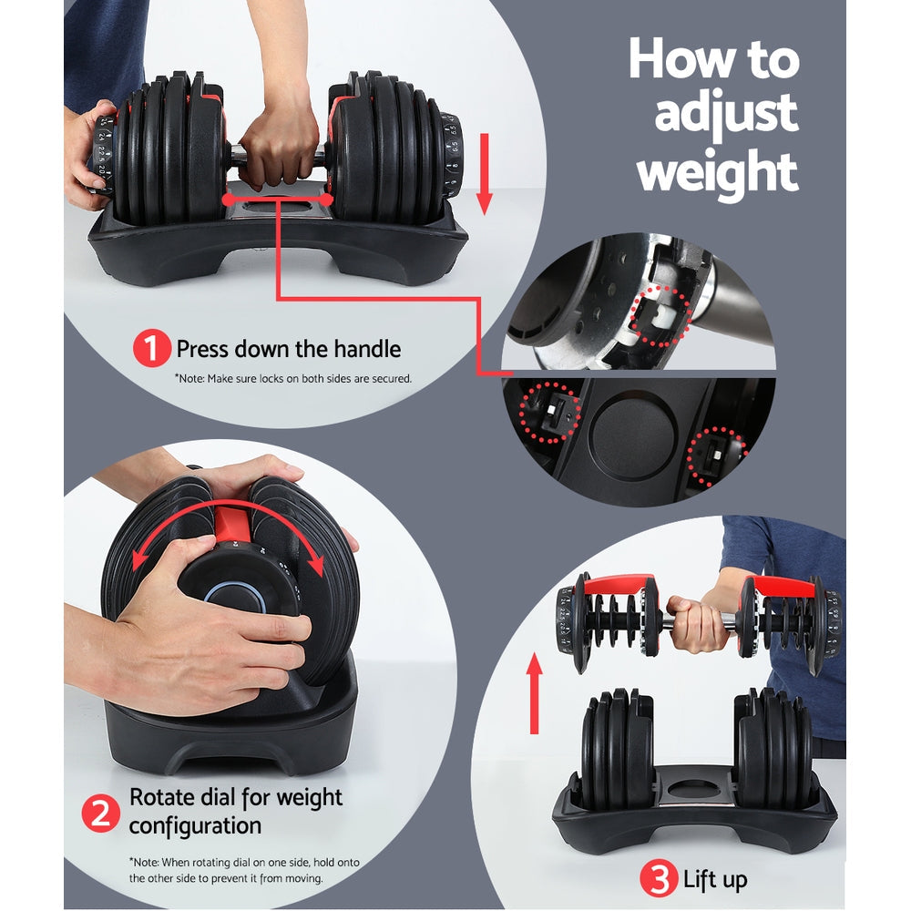 24kg Adjustable Dumbbell Dumbbells Weight Plates